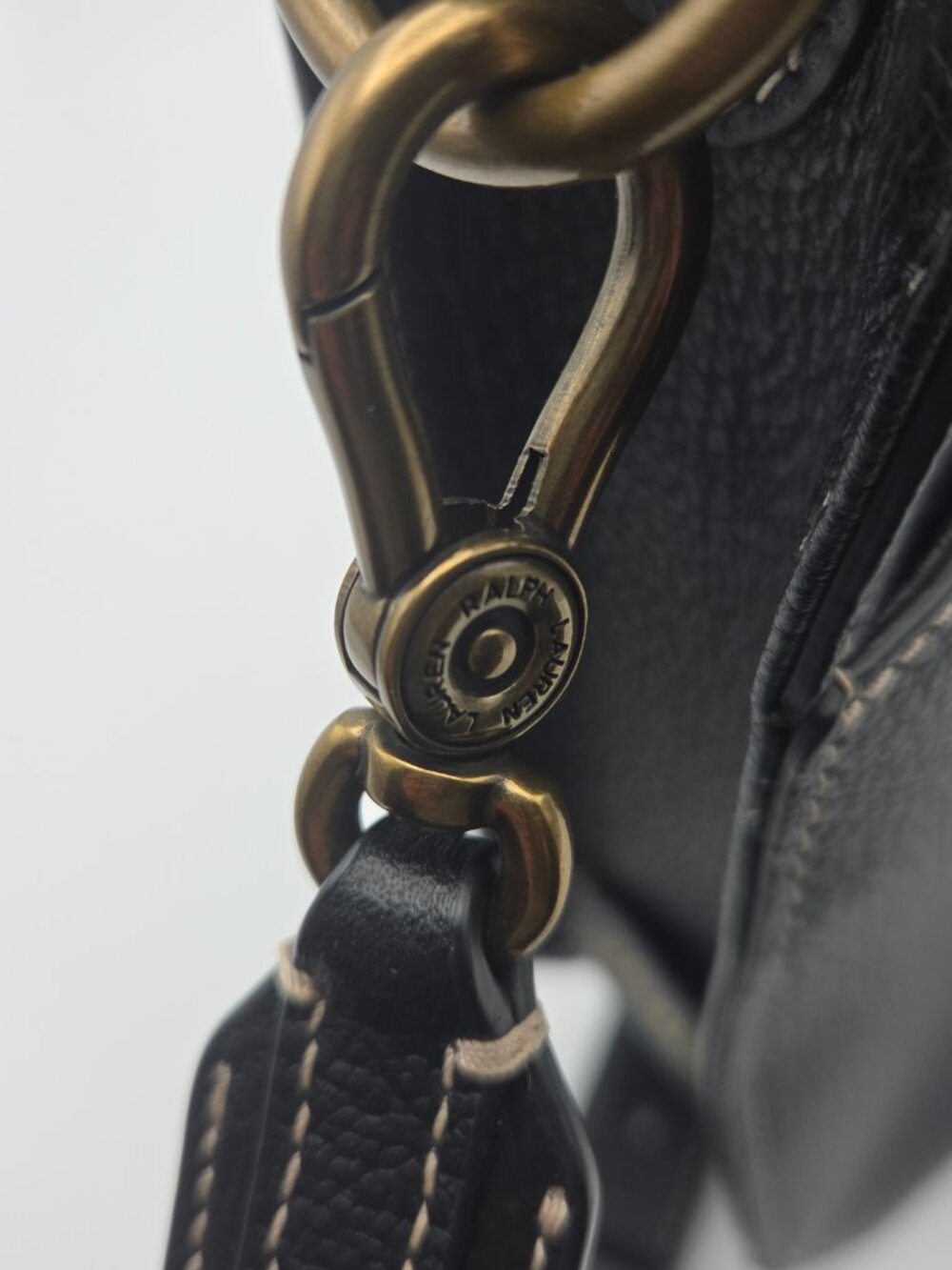 Ralph Lauren Pebble Black Leather Shoulder Bag with Dust Cover - Picture 7 of 13